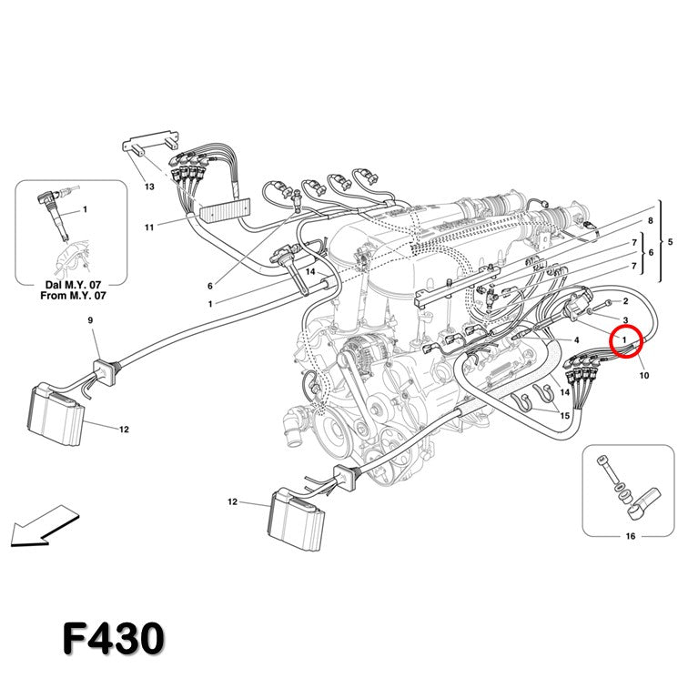 イグニッションコイル F430 4200 Gransport フェラーリ マセラティ リア側 Maserati Ferrari グランスポーツ OEM Bosch ボッシュ 612 575M