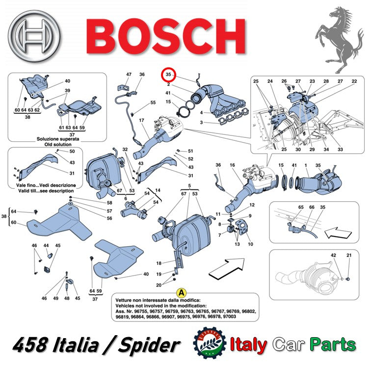 ラムダセンサー O2センサー フロント 458 California FF クアトロポルテ グラントゥーリズモ グランカブリオ マセラティ フェラーリ Bosch