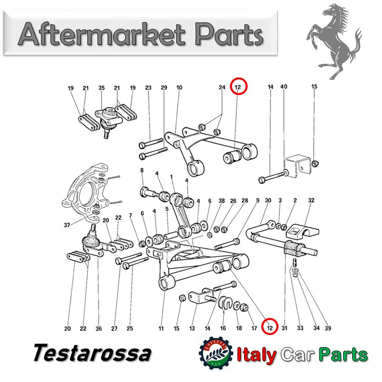 フロント サスペンション ブッシュ キット 348 512TR 512M テスタロッサ モンディアル  フェラーリ Ferrari Testarossa アッパー ロワ