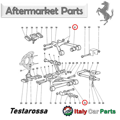 フロント サスペンション ブッシュ キット 348 512TR 512M テスタロッサ モンディアル  フェラーリ Ferrari Testarossa アッパー ロワ