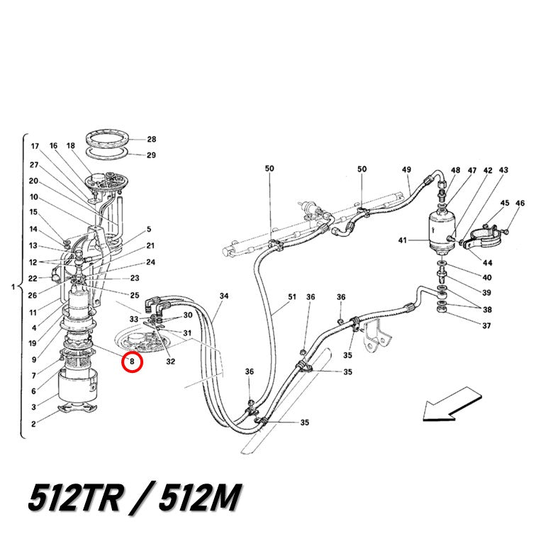 フューエルポンプ サポート ガスケット 348 355 456 512 550 Mondial 3.4T フェラーリ Ferrari