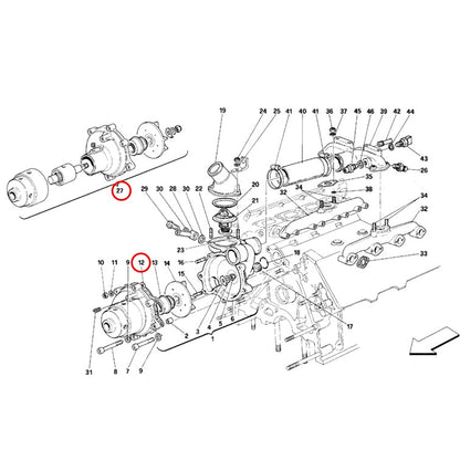 ウオーターポンプ 348 フェラーリ Ferrari ガスケット セット モンディアル Mondial アルミインペラー 水漏れ 冷却 ラジエター クーラント