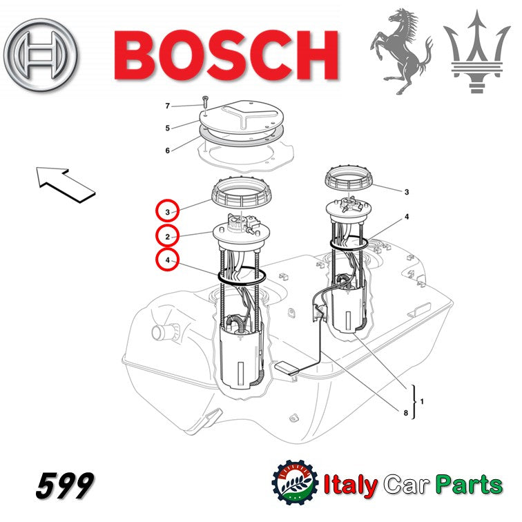 フューエルポンプ 燃料ポンプ フェラーリ 612 599 マセラティ 4200 グランスポーツ 純正OEM Bosch Maserari Ferrari ナット ガスケット