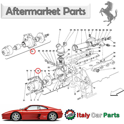 ウオーターポンプ 348 フェラーリ Ferrari ガスケット セット モンディアル Mondial アルミインペラー 水漏れ 冷却 ラジエター クーラント