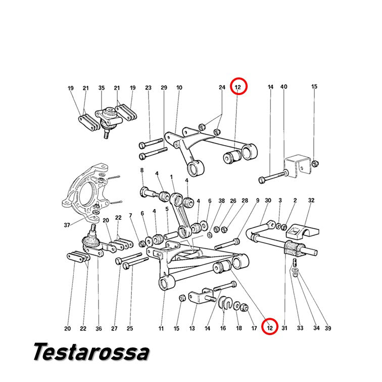 フロント サスペンション ブッシュ キット 348 512TR 512M テスタロッサ モンディアル  フェラーリ Ferrari Testarossa アッパー ロワ