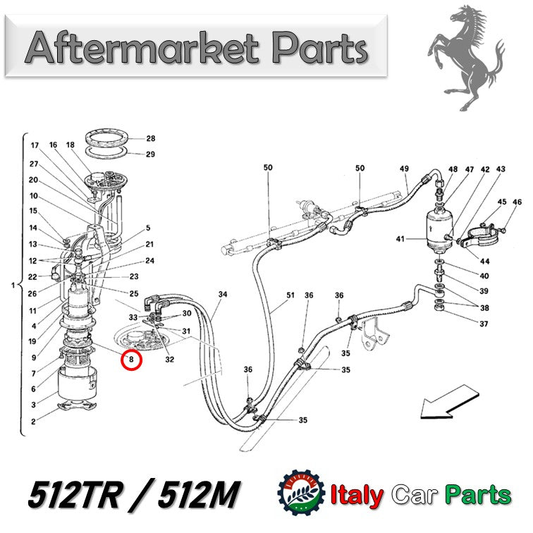 フューエルポンプ サポート ガスケット 348 355 456 512 550 Mondial 3.4T フェラーリ Ferrari