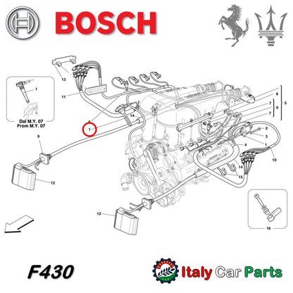 イグニッションコイル F430 4200 Gransport フェラーリ マセラティ フロント側 Maserati Ferrari グランスポーツ 純正 OEM Bosch ボッシュ