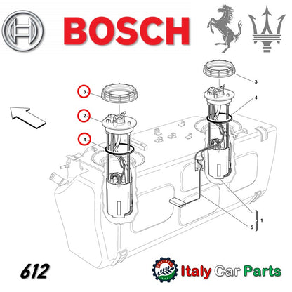 フューエルポンプ 燃料ポンプ フェラーリ 612 599 マセラティ 4200 グランスポーツ 純正OEM Bosch Maserari Ferrari ナット ガスケット