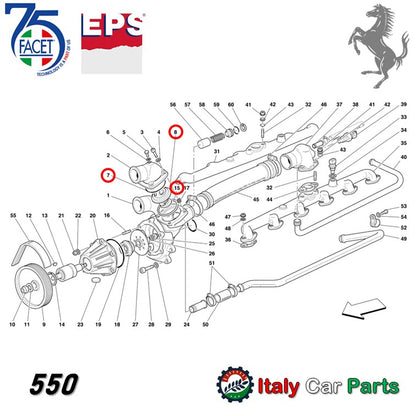 サーモスタット ガスケット Oリング 360 456 550 575 612 フェラーリ Ferrari Facet EPS