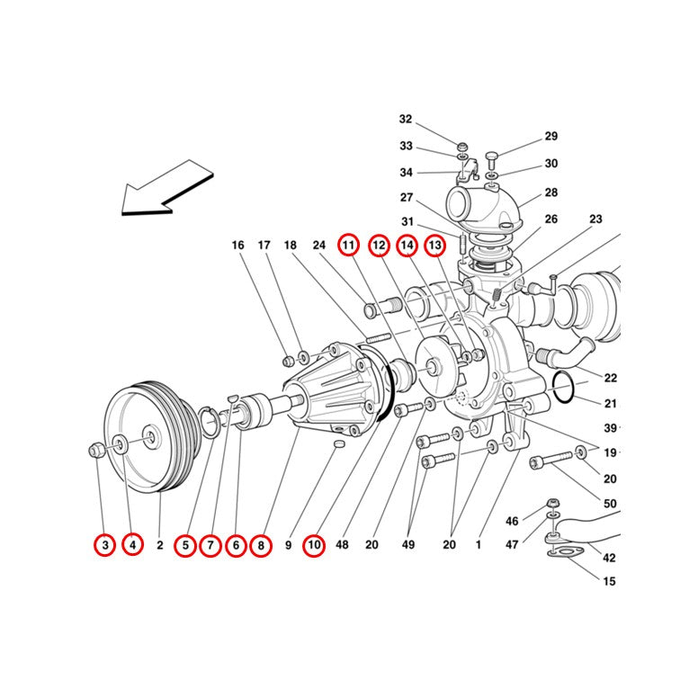 ウォーターポンプ F355 フェラーリ Ferrari Oリング インペラー 水漏れ 冷却 ラジエター クーラント