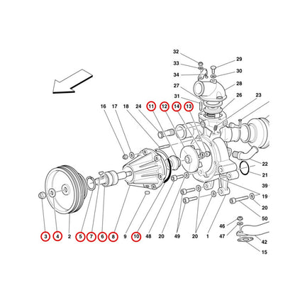 ウォーターポンプ F355 フェラーリ Ferrari Oリング インペラー 水漏れ 冷却 ラジエター クーラント