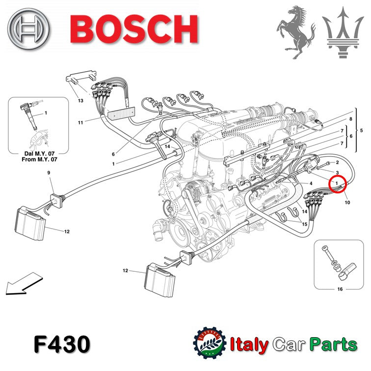 イグニッションコイル F430 4200 Gransport フェラーリ マセラティ リア側 Maserati Ferrari グランスポーツ OEM Bosch ボッシュ 612 575M