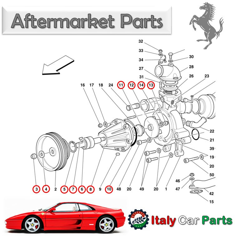 ウォーターポンプ F355 フェラーリ Ferrari Oリング インペラー 水漏れ 冷却 ラジエター クーラント