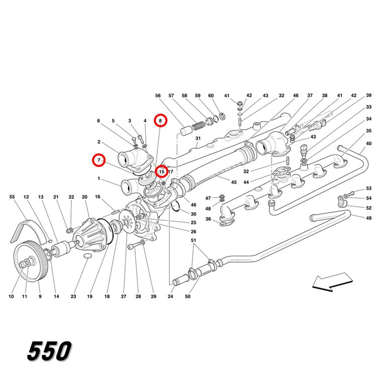サーモスタット ガスケット Oリング 360 456 550 575 612 フェラーリ Ferrari Facet EPS