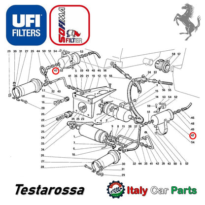 フューエルフィルター 328 348 355 512 Mondial Testarossa テスタロッサ フェラーリ 81mmタイプ UFI Sofima