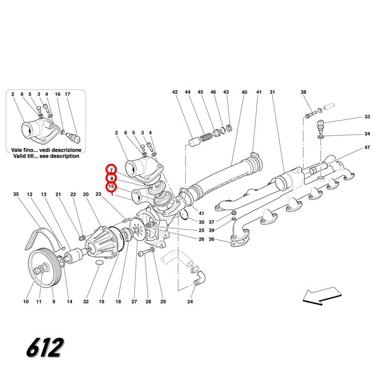 サーモスタット ガスケット Oリング 360 456 550 575 612 フェラーリ Ferrari Facet EPS
